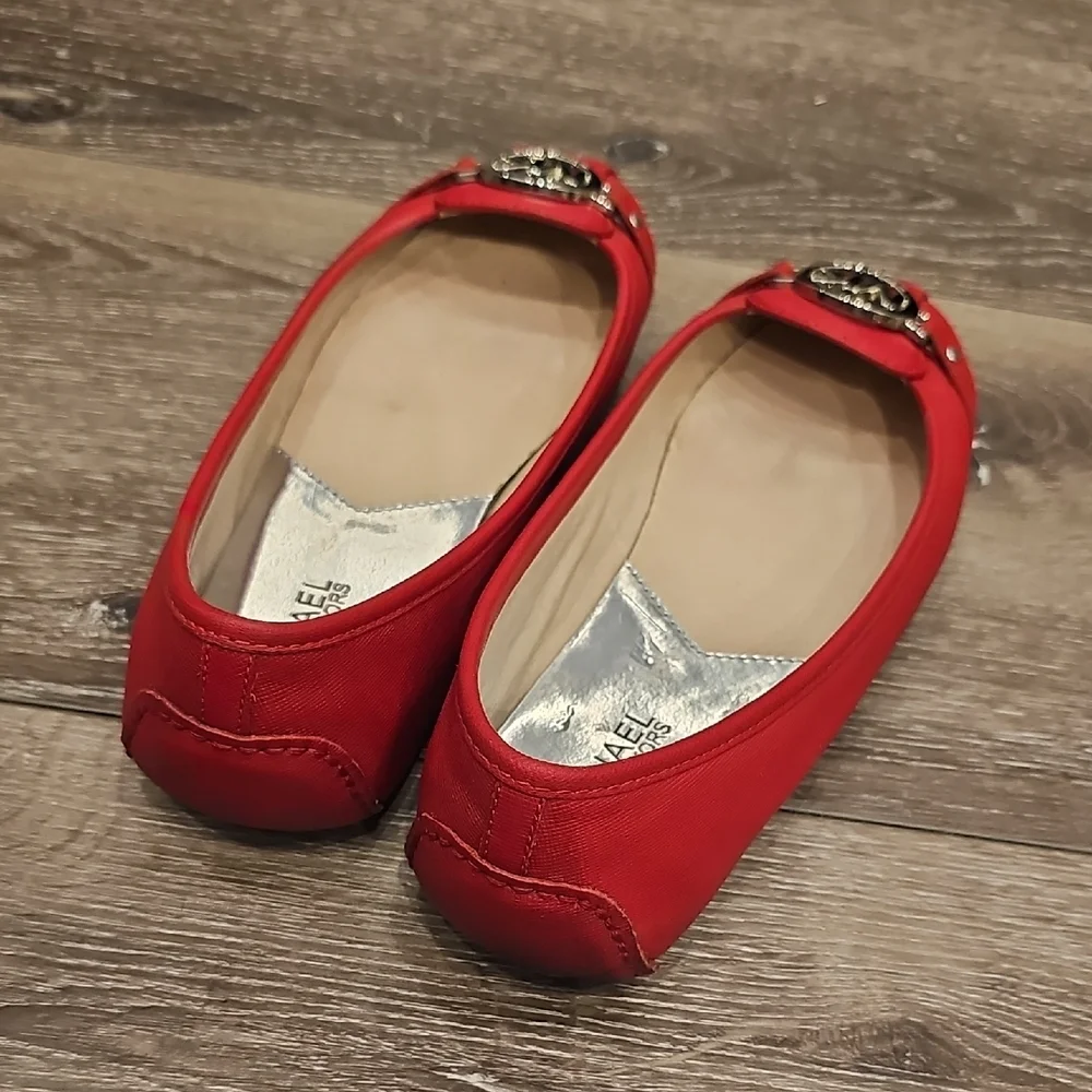 MICHAEL KORS Gorgeous Red Saffiano Leather Flats